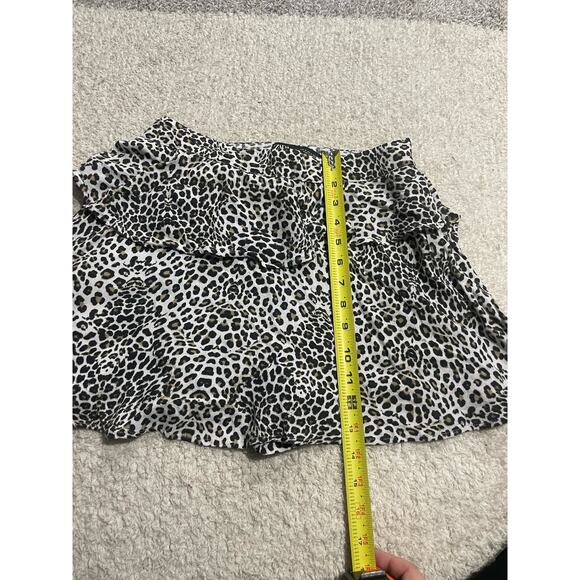 Zara Women's Small Cheetah Animal Print Ruffled Skort Skirt Gray Black Mob Wife - Picture 7 of 8
